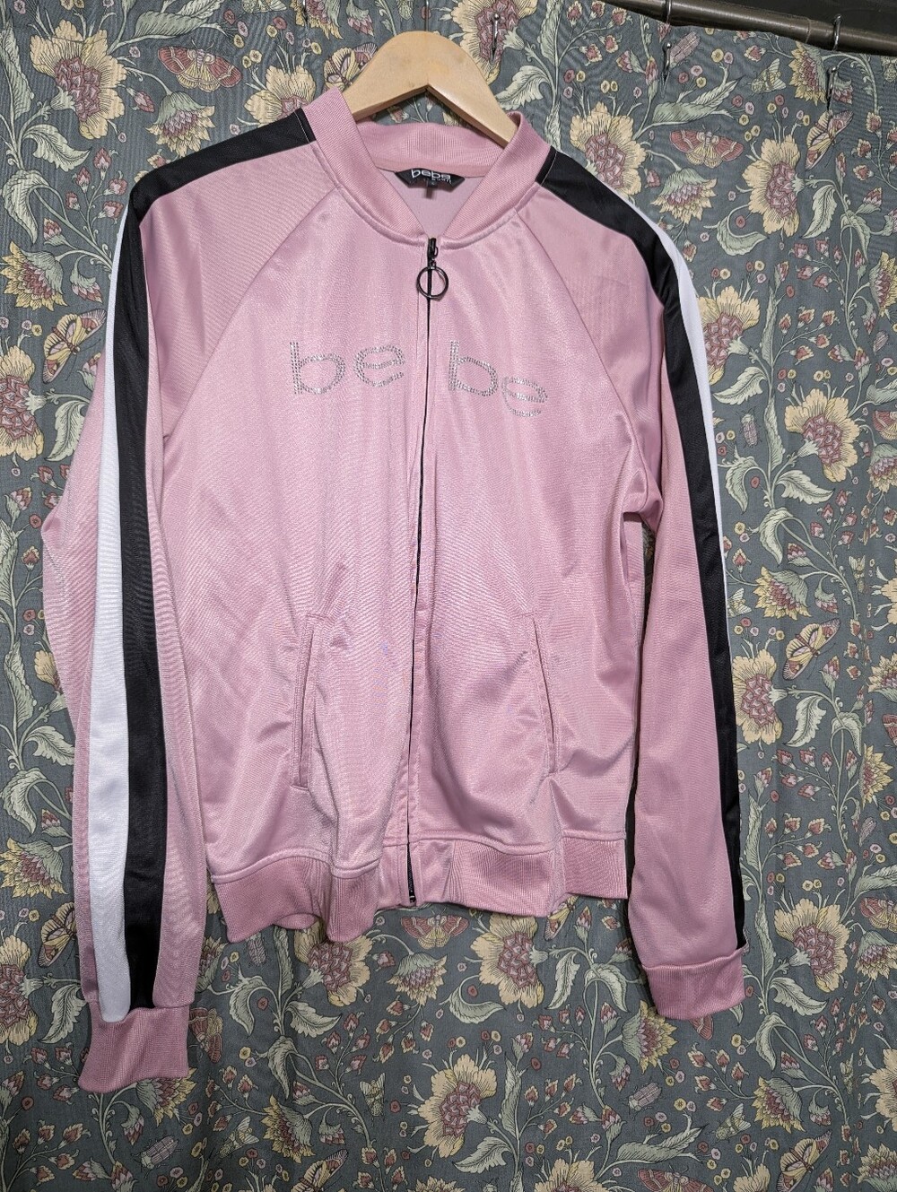 Y2K Bebe Pink Fleece Lined Jacket Baby Pink, All Rhinestones, Great Condition, L